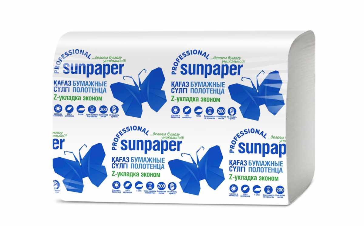 Бумажные полотенца «SUNPAPER PROFESSIONAL» Z - сложение ЭКОНОМ